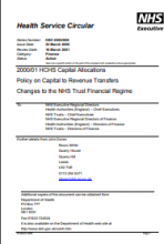 HSC (2000) 008 : 2000/01 HCHS capital allocations policy on capital to revenue transfers: changes to the NHS Trust financial regime